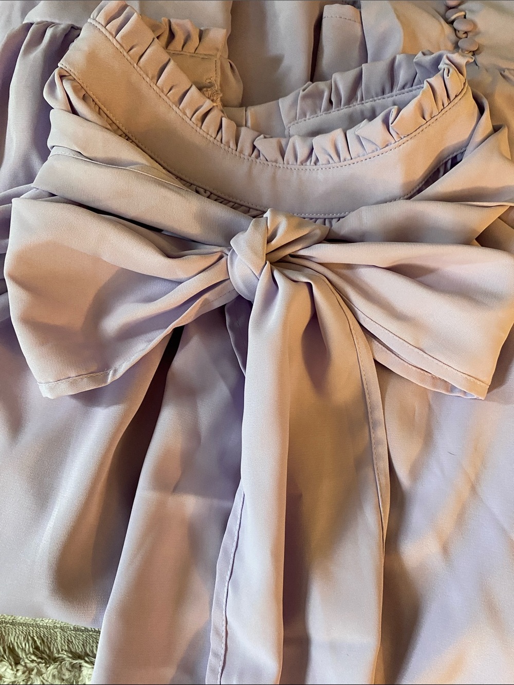 NEOT, Lilac Bow Front Blouse Bow is not attached to top. Ties separately.